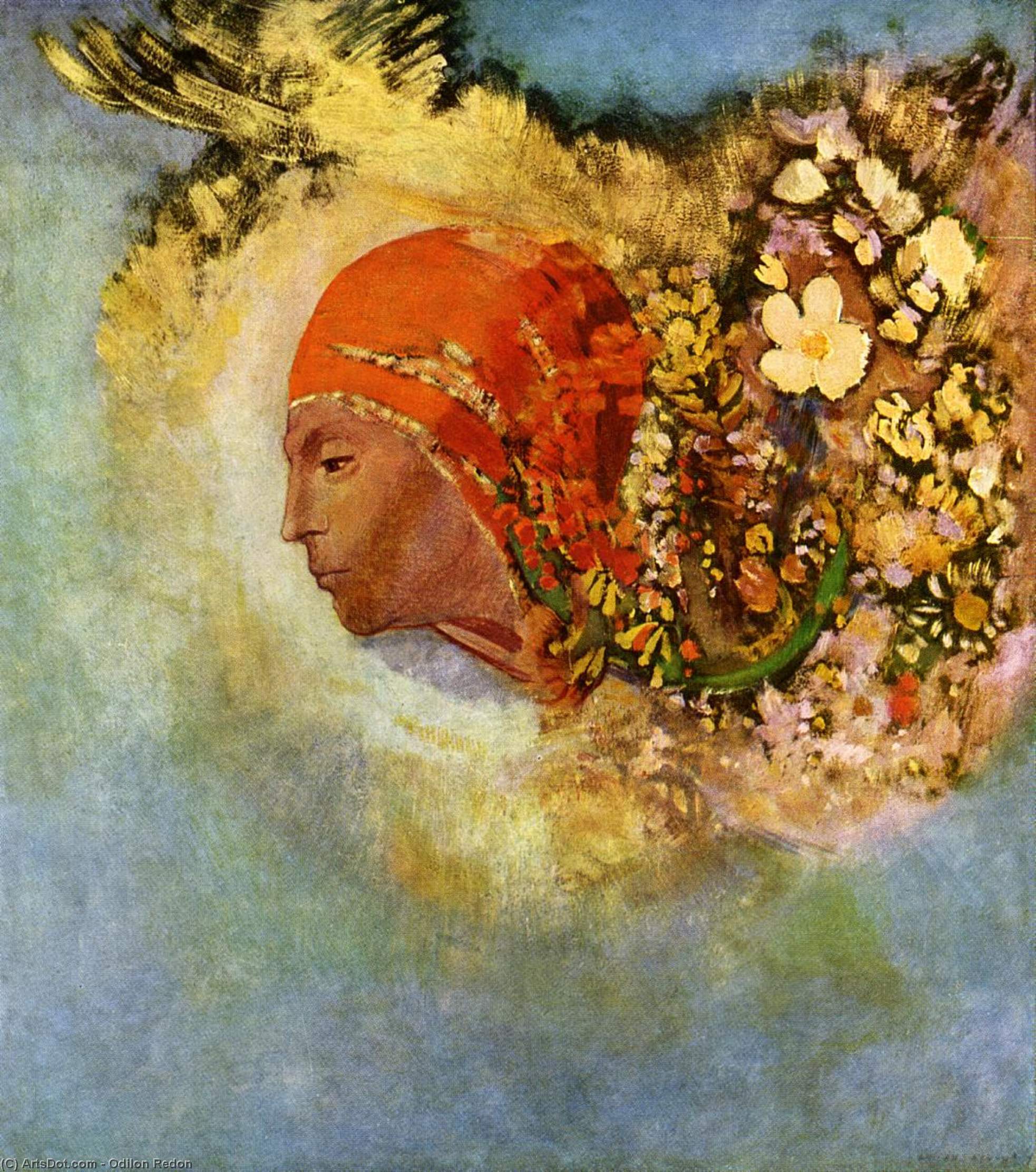 Head With Flowers — Одилон Редон