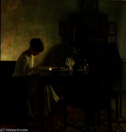 Girl Reading In An Interior — Carl Vilhelm Holsoe