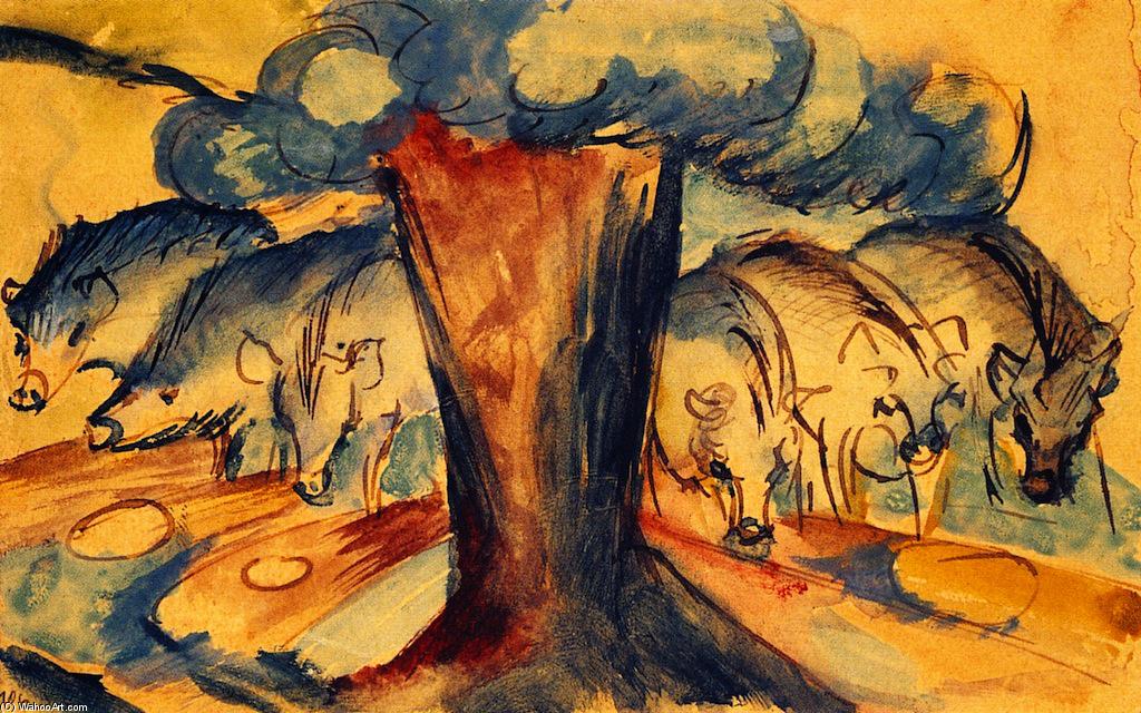 Pigs Under A Tree (also Known As Herd Of Pigs Under A Tree) — Franz Marc