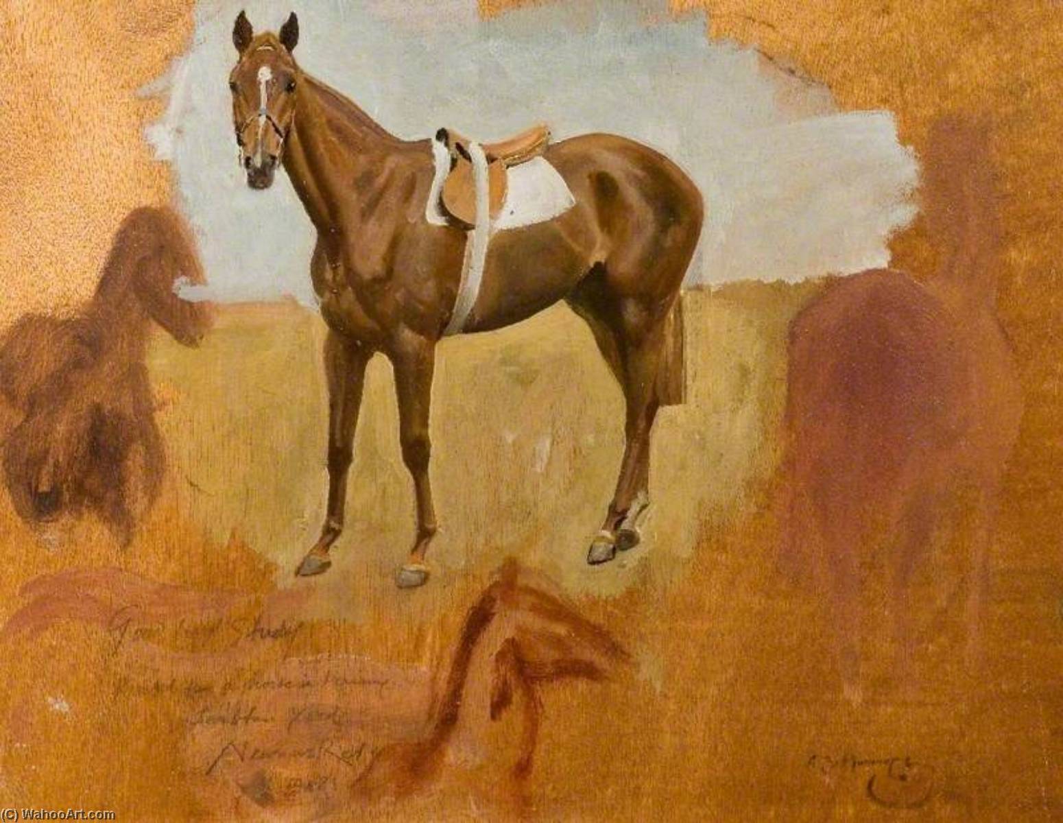 Studie Eines Trainingsrennpferdes In George Lambtons Stall — Sir Alfred James Munnings
