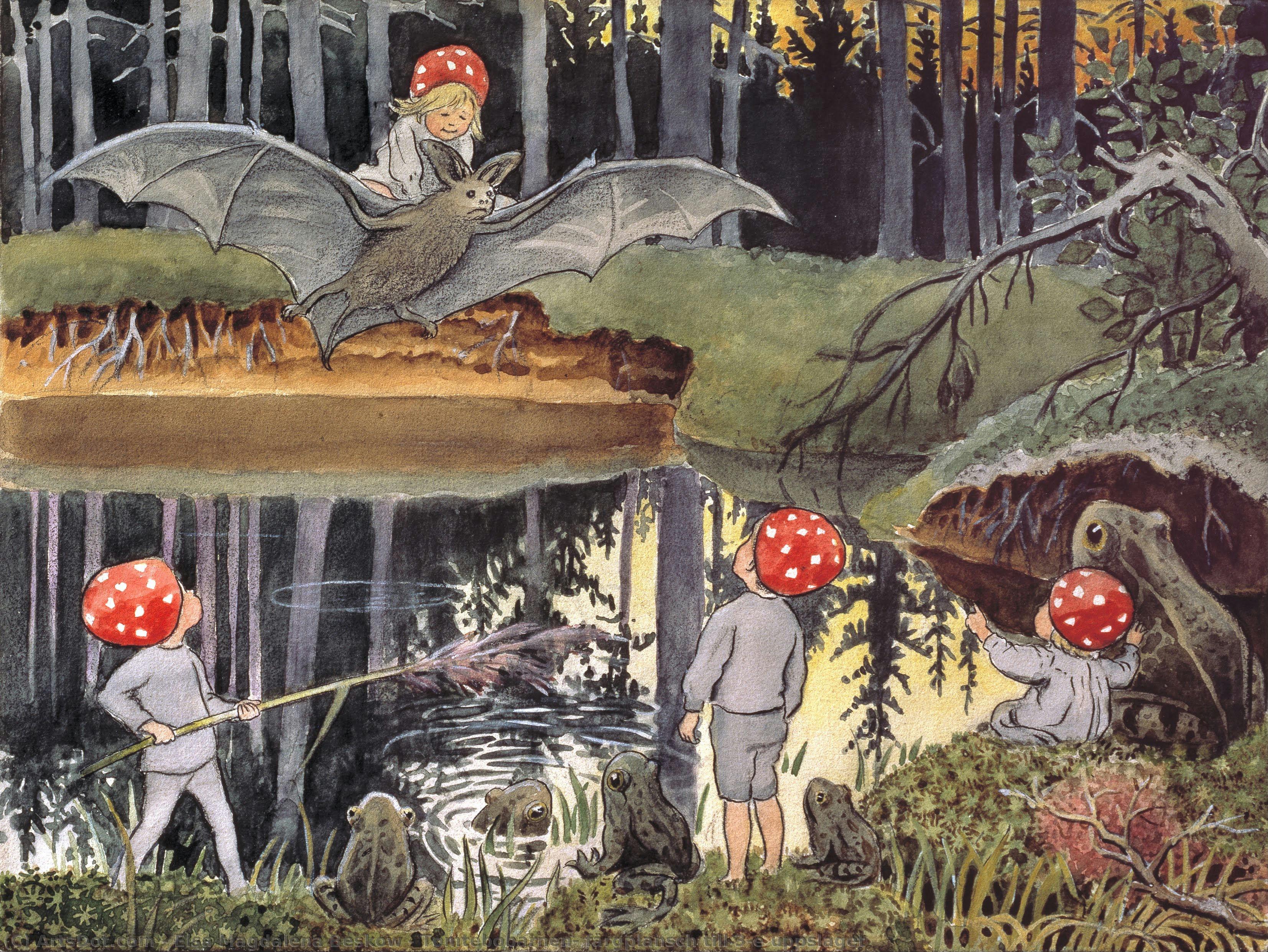 Tomtebobarnen, Lámina En Color Para La 3ª Edición — Elsa Beskow