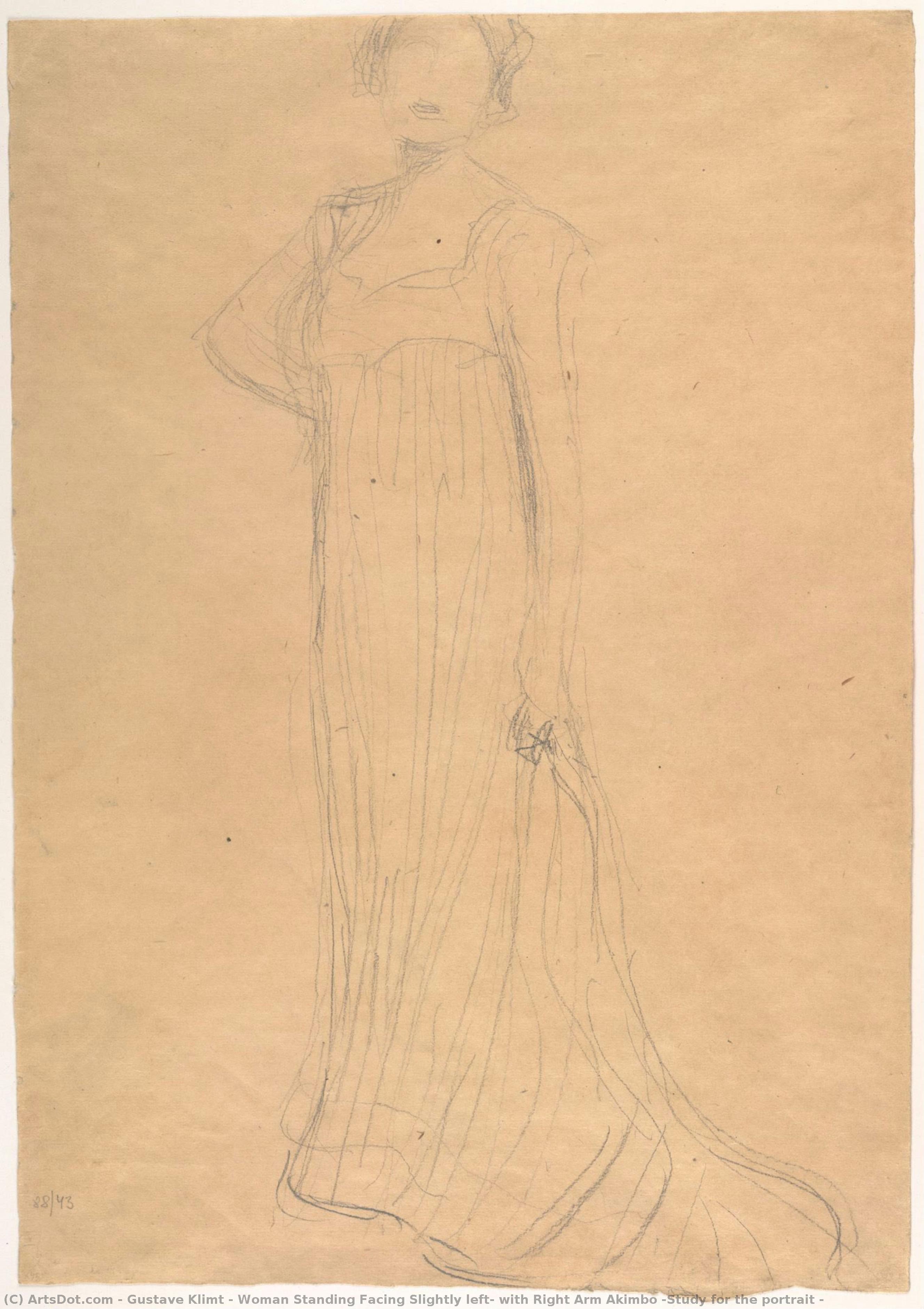 Mujer De Pie Mirando Ligeramente Hacia La Izquierda Con El Brazo Derecho Doblado — Gustav Klimt