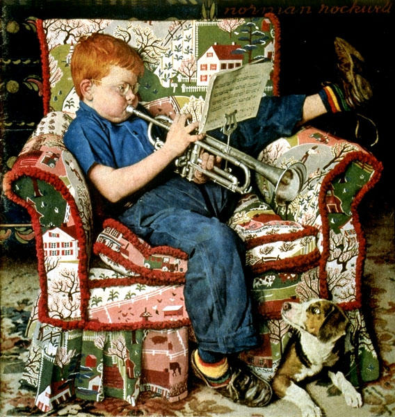 Trumpet Practice — Norman Rockwell