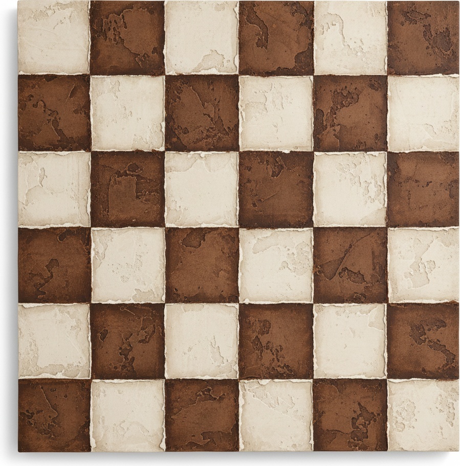 Echoes Of Symmetry: Patinated Grid In Sienna And Cream Tones — Laurent Fabre