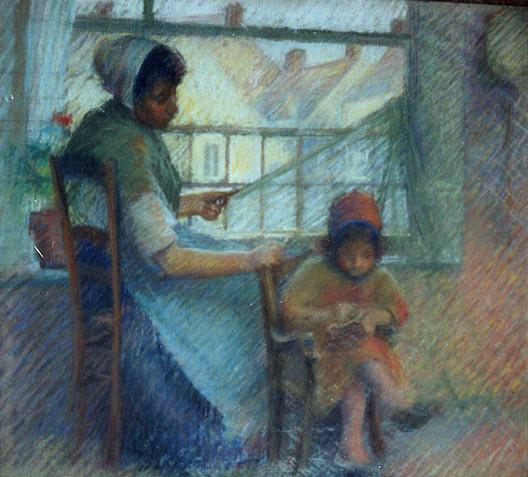 Sewing Lesson, (painting) — Katherine Beatrice Mcnaughton Mowry