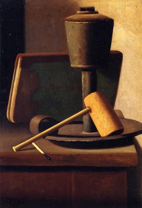 Still Life With Book, Lamp, Pipe And Match — John Frederick Peto