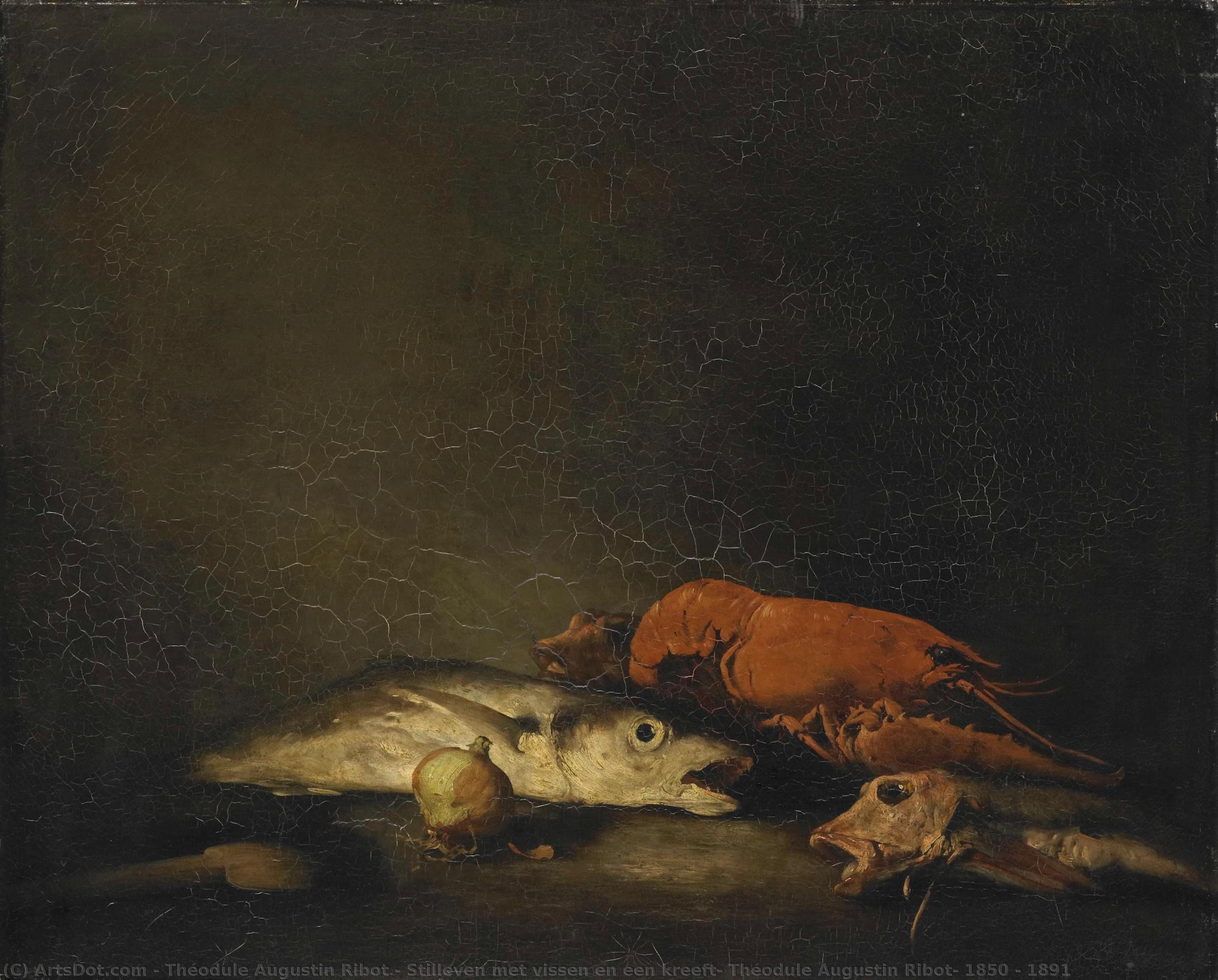 Stilleven Met Vissen En Een Kreeft, Théodule Augustin Ribot, 1850 - 1891 — Théodule Augustin Ribot