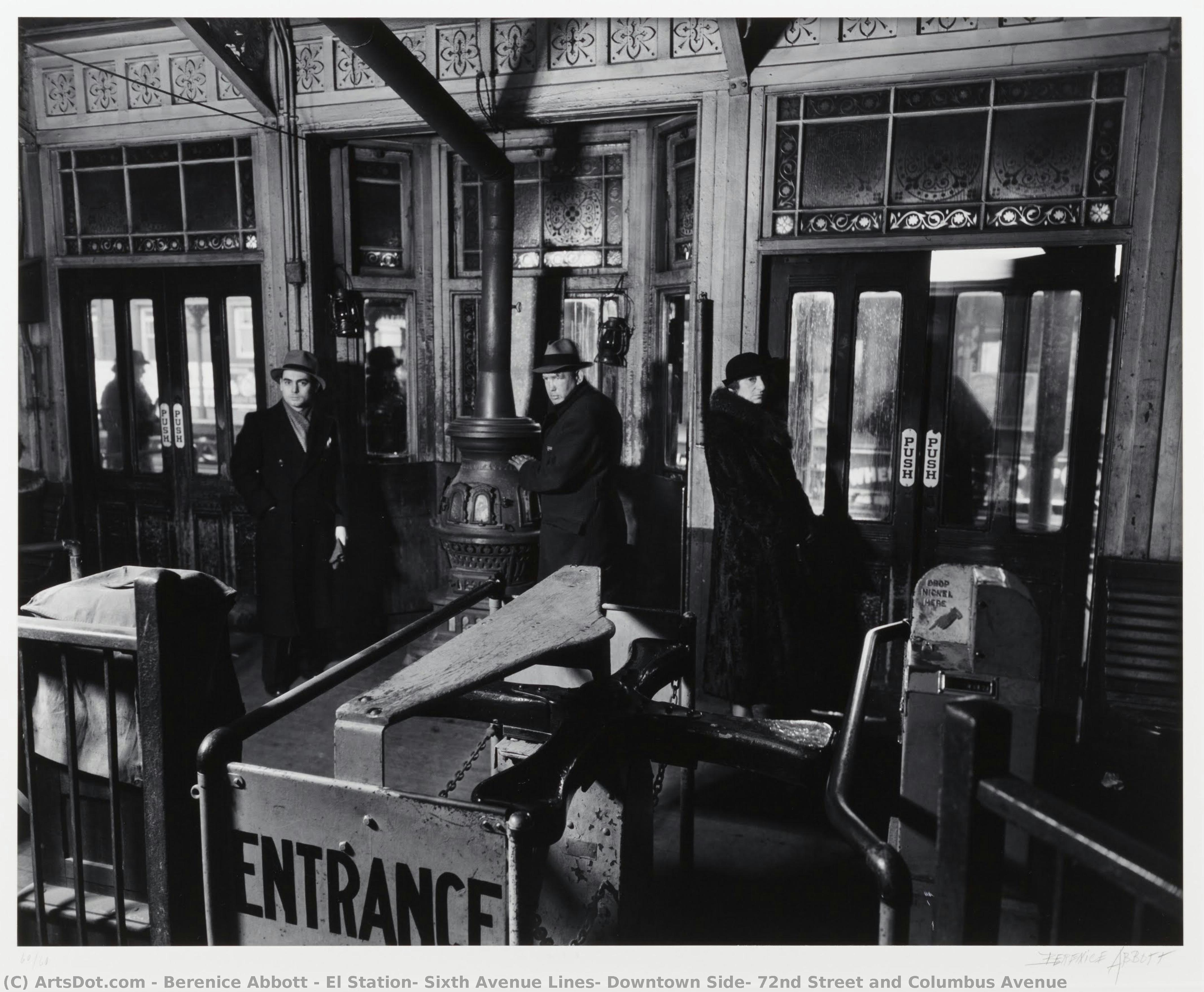 El Station: Sixth Avenue Lines, Downtown Side, 72nd Street And Columbus Avenue — Berenice Abbott