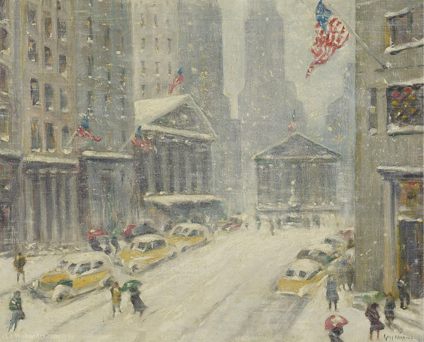 A View Of Broad Street, The New York Stock Exchange And Treasury Building In The Distance — Guy Carleton Wiggins