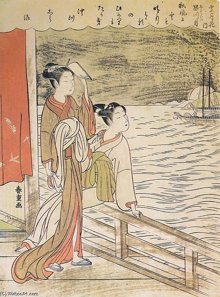 Moon Rising At Shinagawa — Suzuki Harunobu