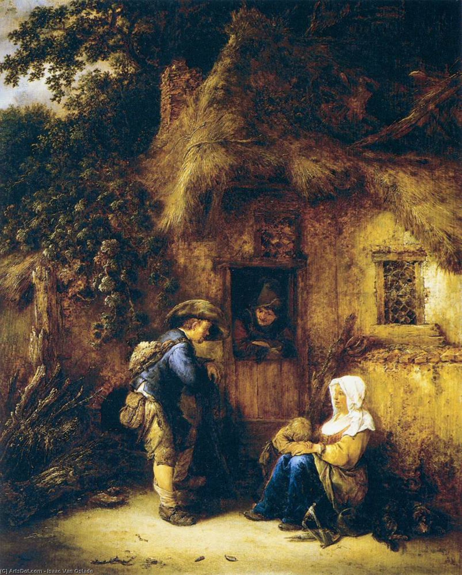 Traveller At A Cottage Door — Isaac Van Ostade