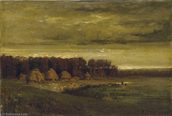 Troupeau À L'étang Avant L'orage — Alexandre Rene Veron