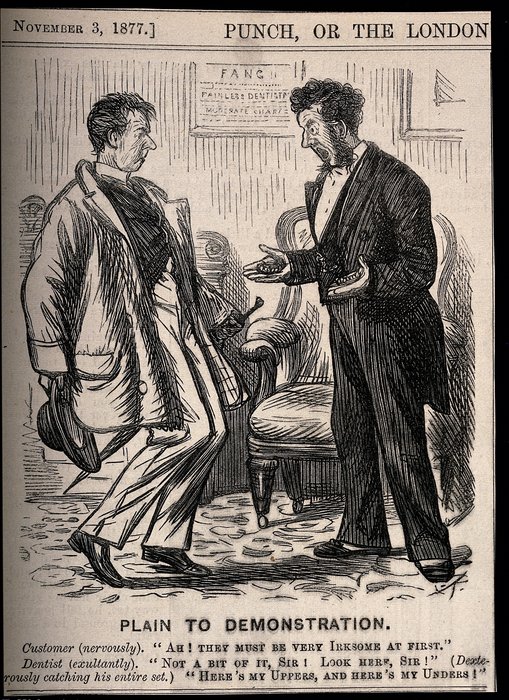 A Dentist Demonstrating The Adaptability Of False Teeth To A — Charles Samuel Keene