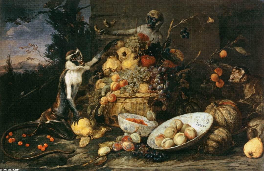 Three Monkeys Stealing Fruit — Франс Снейдерс