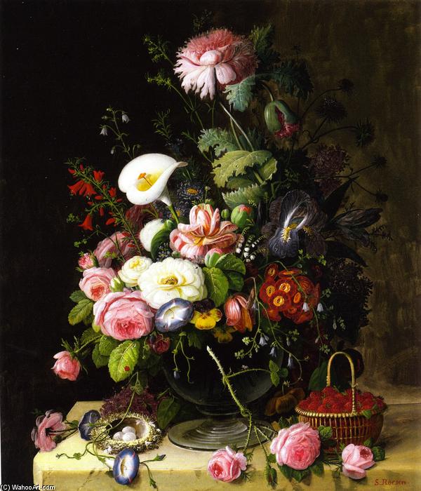 Still Life, Vase Of Flowers — Severin Roesen