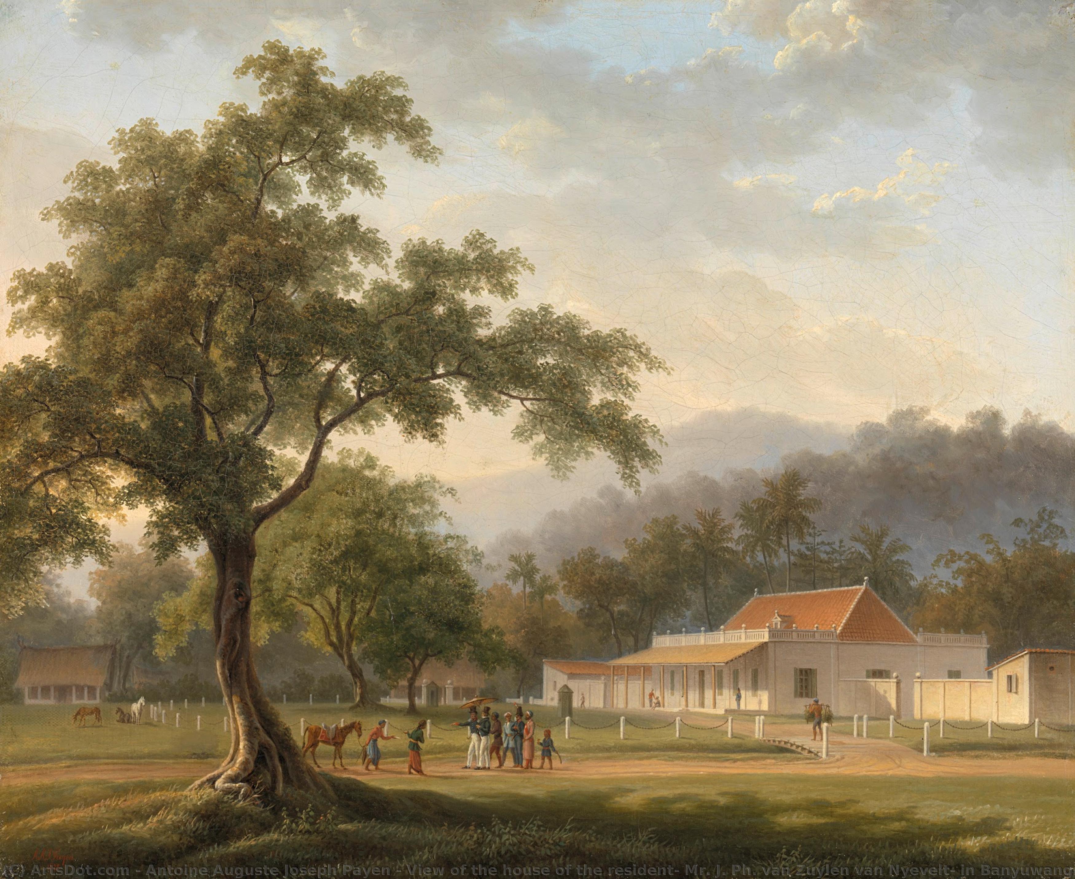 View Of The House Of The Resident, Mr. J. Ph. Van Zuylen Van Nyevelt, In Banyuwangi (east Java), Antoine Auguste Joseph Payen, 1828 — Antoine Payen