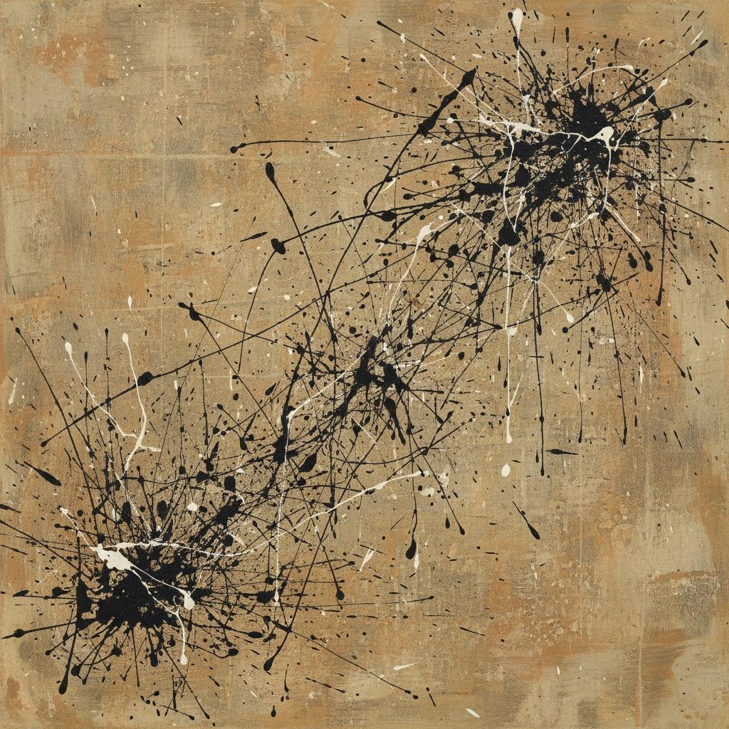 Fragmentierte Kinetische Echos In Ocker Und Mitternachts-spritzer-monolith — Laurent Lefèvre