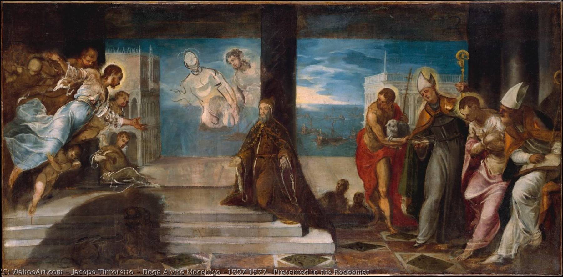 Doge Alvise Mocenigo (1507 1577) Presented To The Redeemer — Jacopo Tintoretto