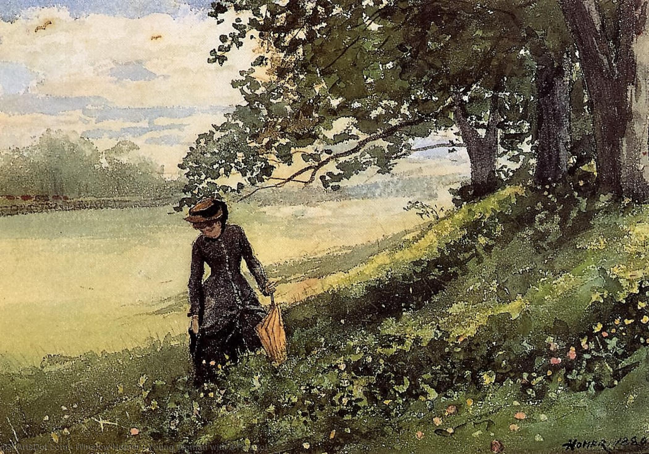 Young Woman With A Parasol — Winslow Homer