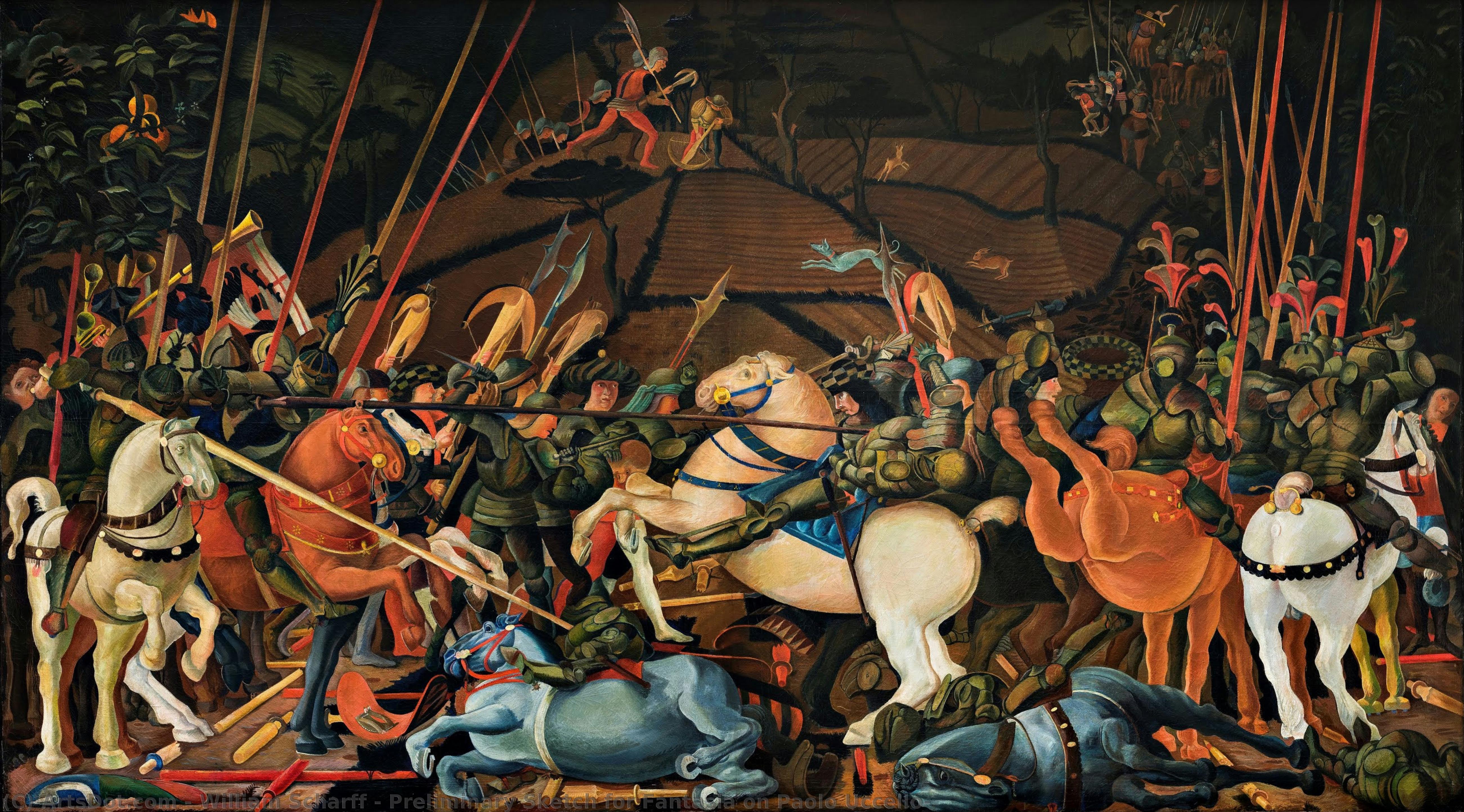 Preliminary Sketch For Fantasia On Paolo Uccello — William Scharff