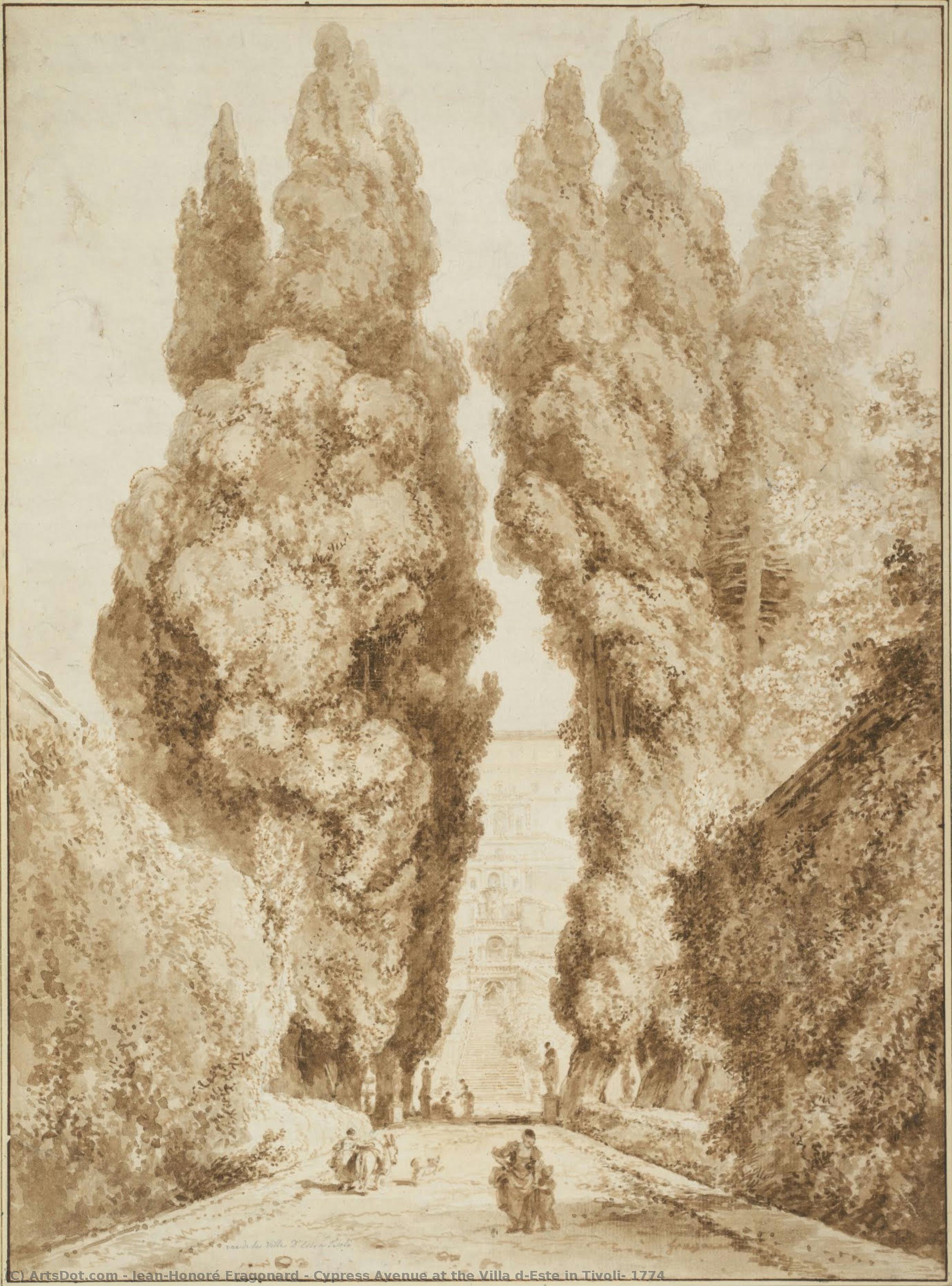 Zypressenallee Bei Der Villa D'este In Tivoli, 1774 — Jean-honoré Fragonard