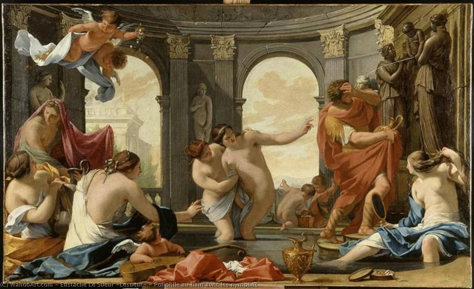Poliphile Au Bain Avec Les Nymphes — Eustache Le Sueur (lesueur)