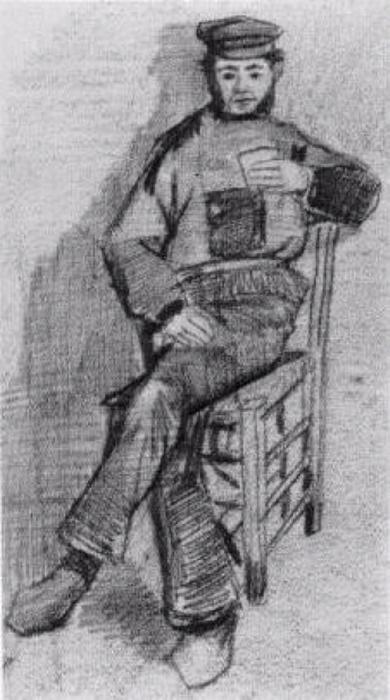 Man Sitting With A Glass In His Hand — Vincent Van Gog