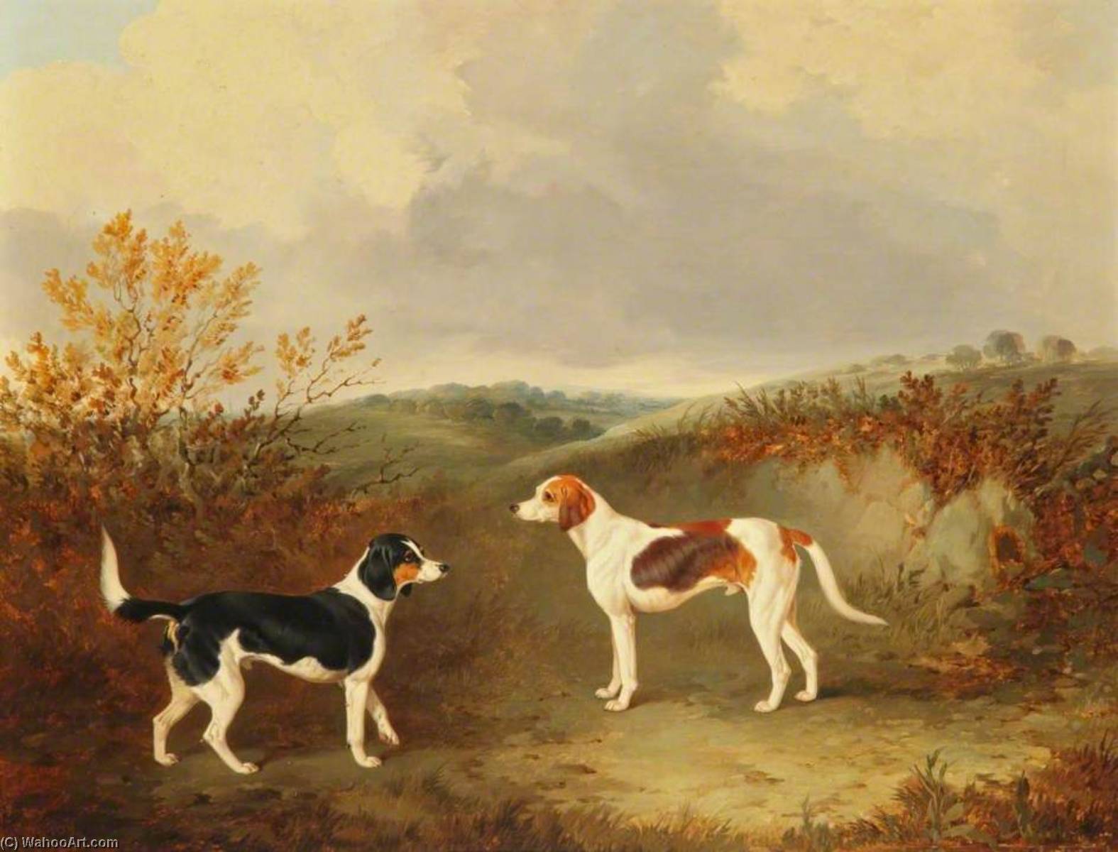 Two Foxhounds In A Landscape — John Dalby