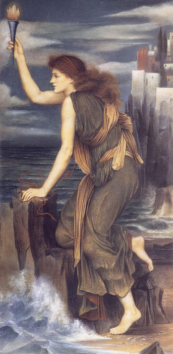 Hero Holding The Beacon For Leander — Evelyn De Morgan Née Pickering