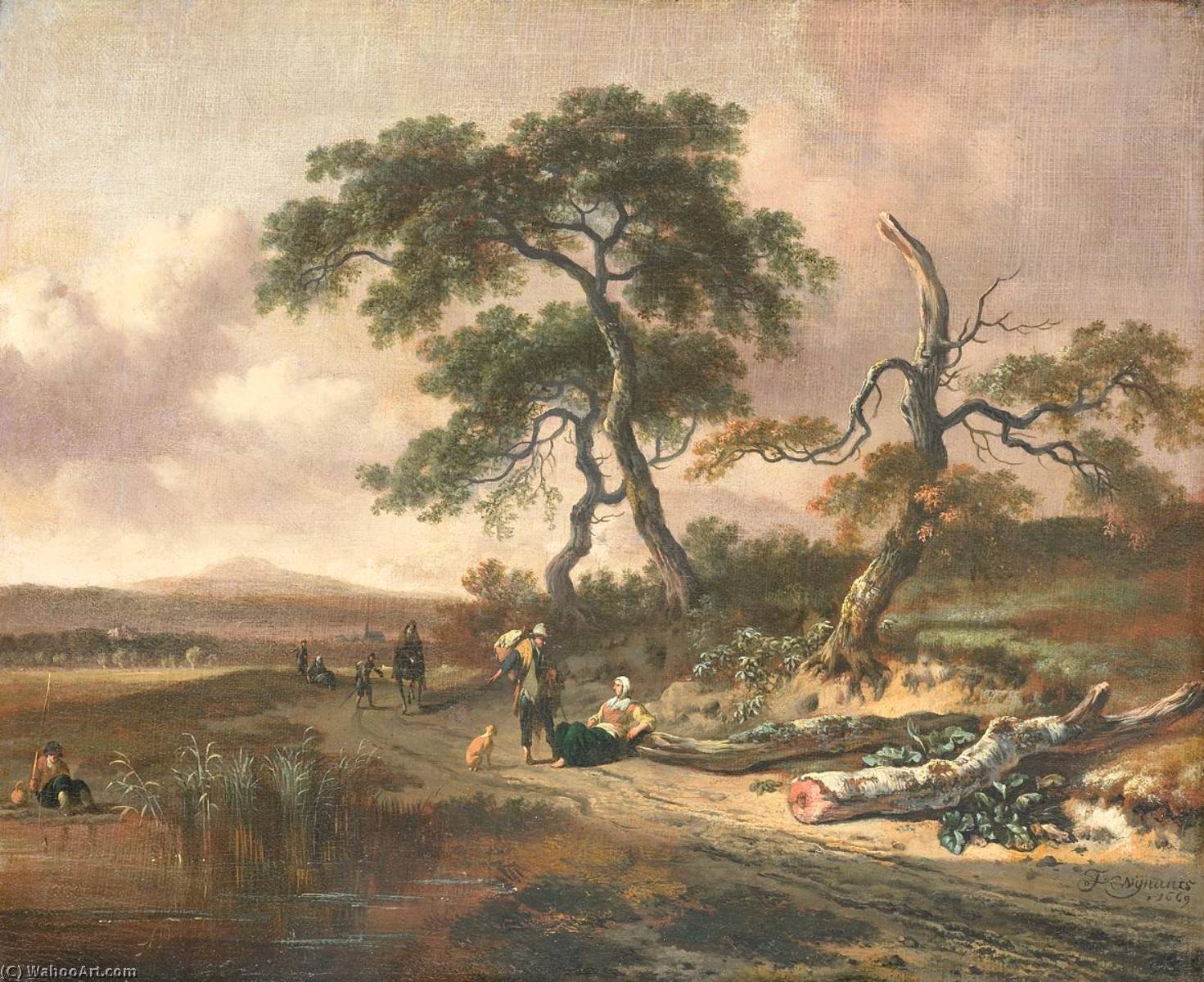 Landscape With A Pedlar And A Woman Resting — Jan Jansz Wijnants