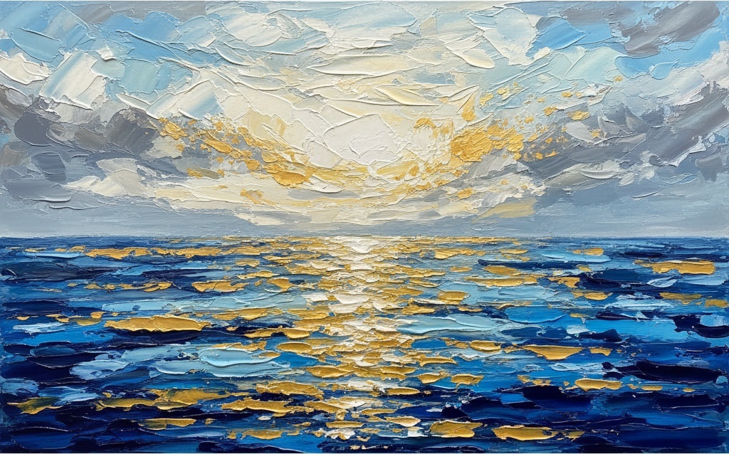 Golden Zenith: A Sculptural Meditation On Light And Deep Ultramarine Tides — Christian Noiret