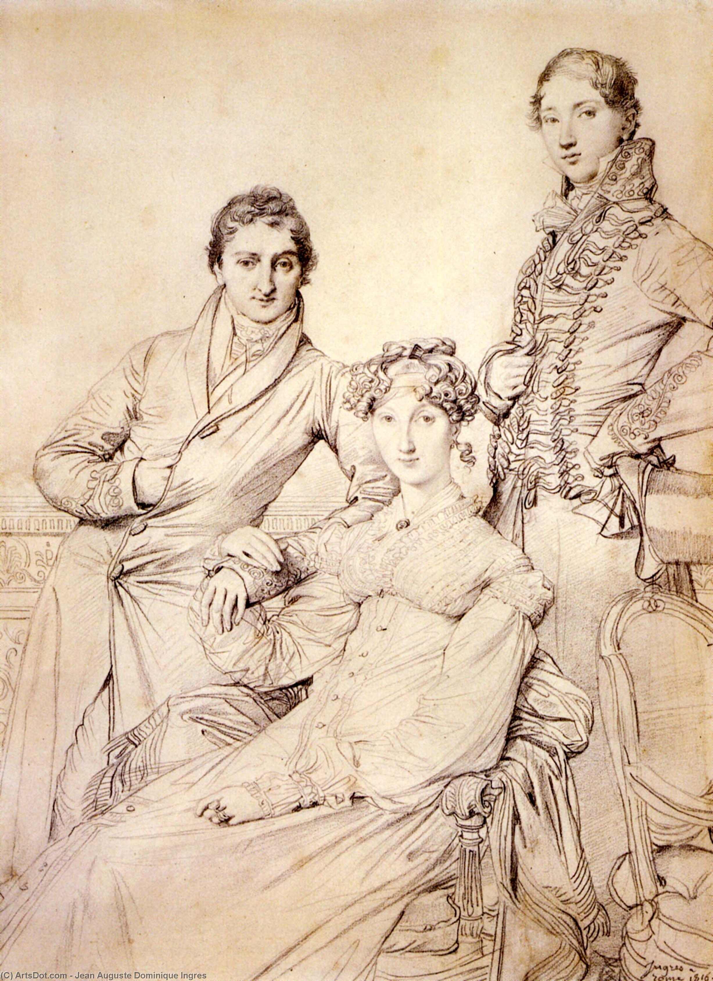 Joseph Woodhead And His Wife Born Harriet Comber And Her Brother Henry George Wandesford — Jean-auguste-dominique Ingres