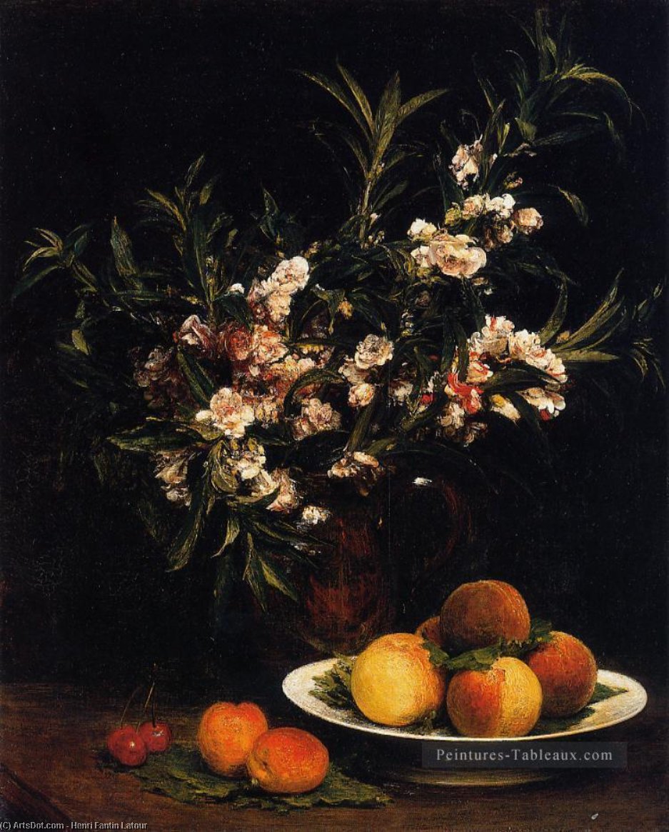 Still Life. Balsimines, Peaches And Apricots — Henri Fantin-latour