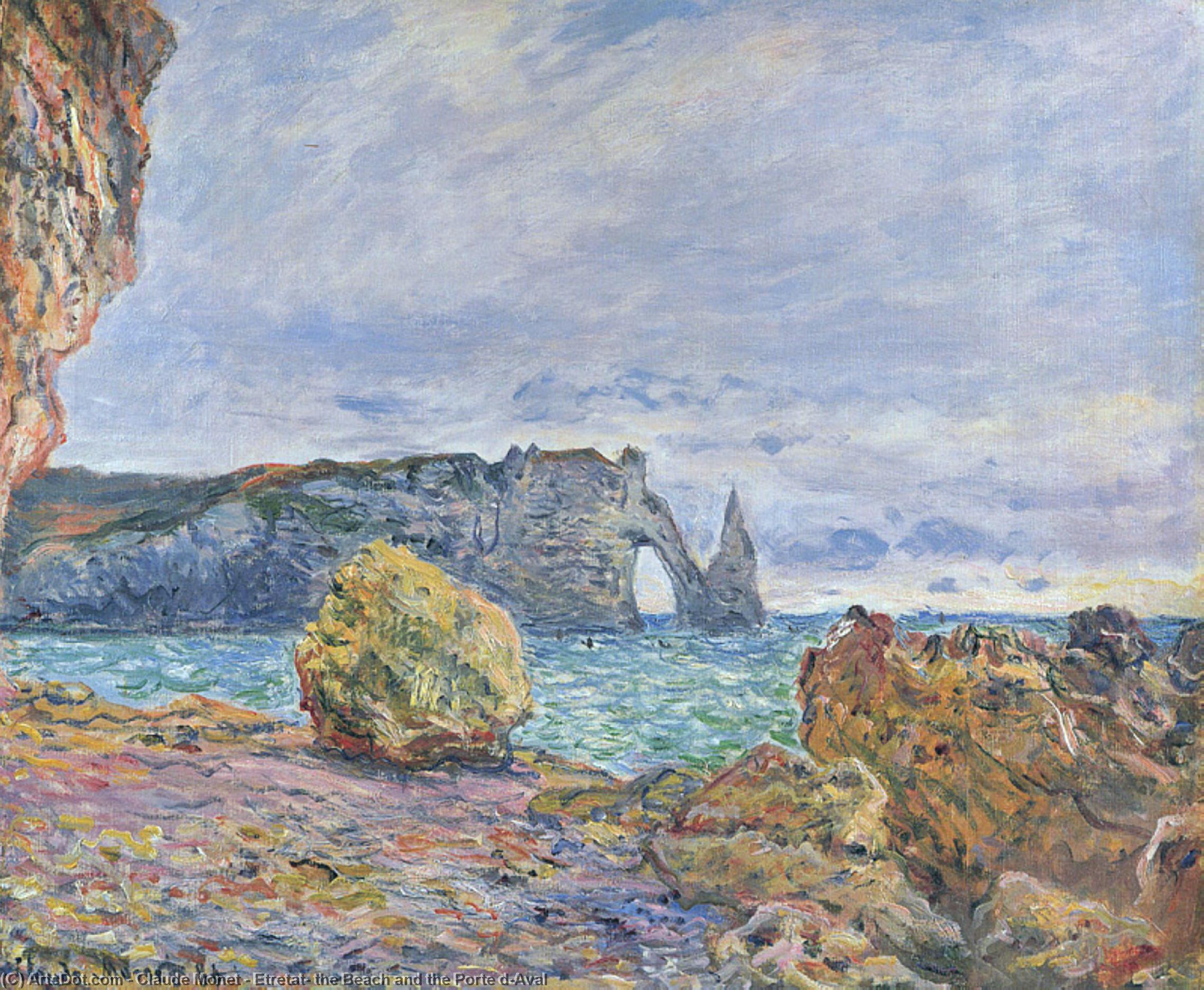 Etretat, The Beach And The Porte D'aval — Claude Monet