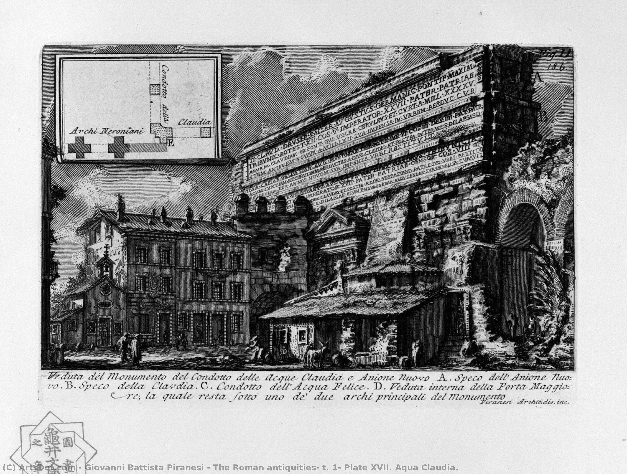 The Roman Antiquities, T. 1, Plate Xvii. Aqua Claudia. — Giovanni Battista Piranesi