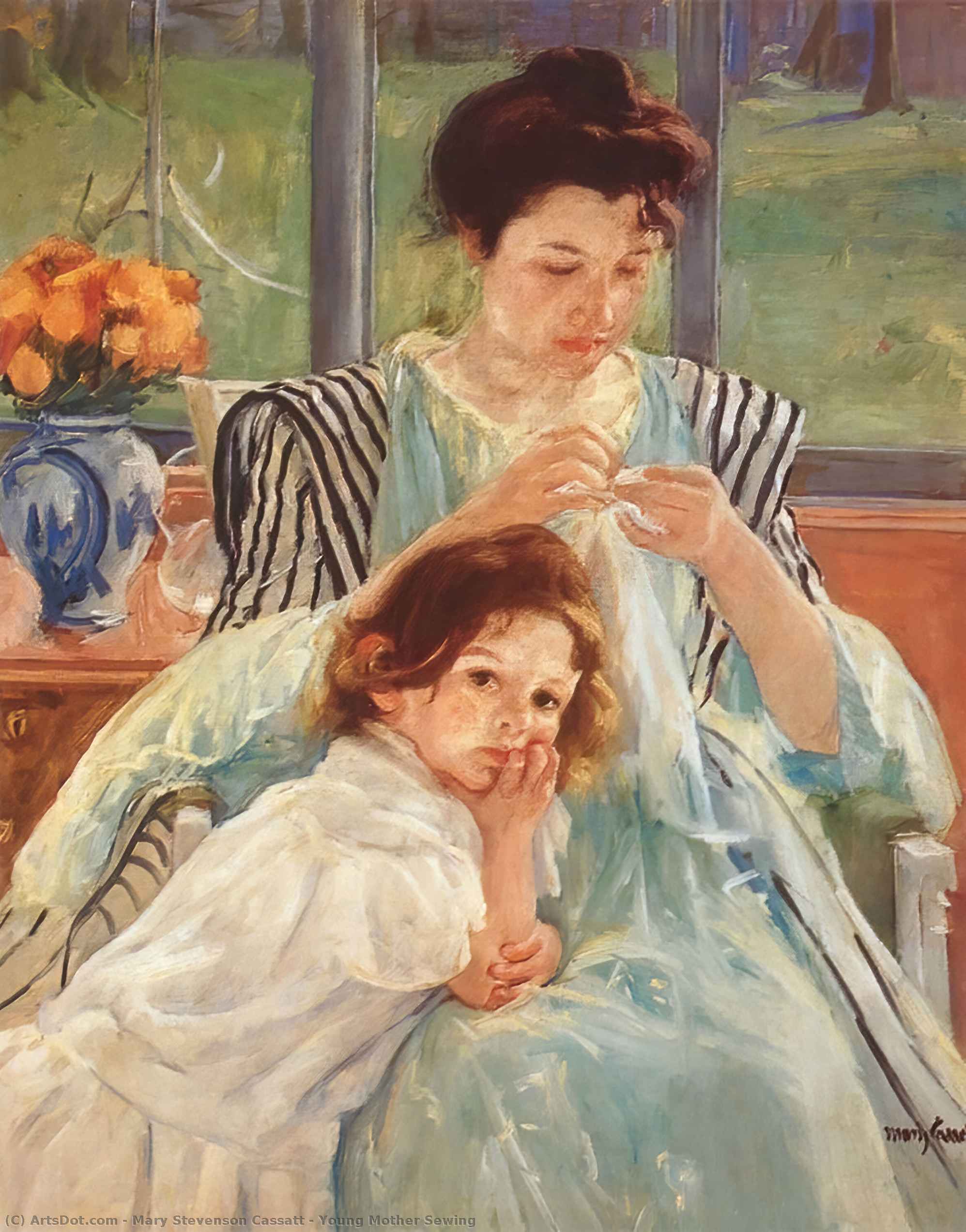 Young Mother Sewing — Mary Stevenson Cassatt