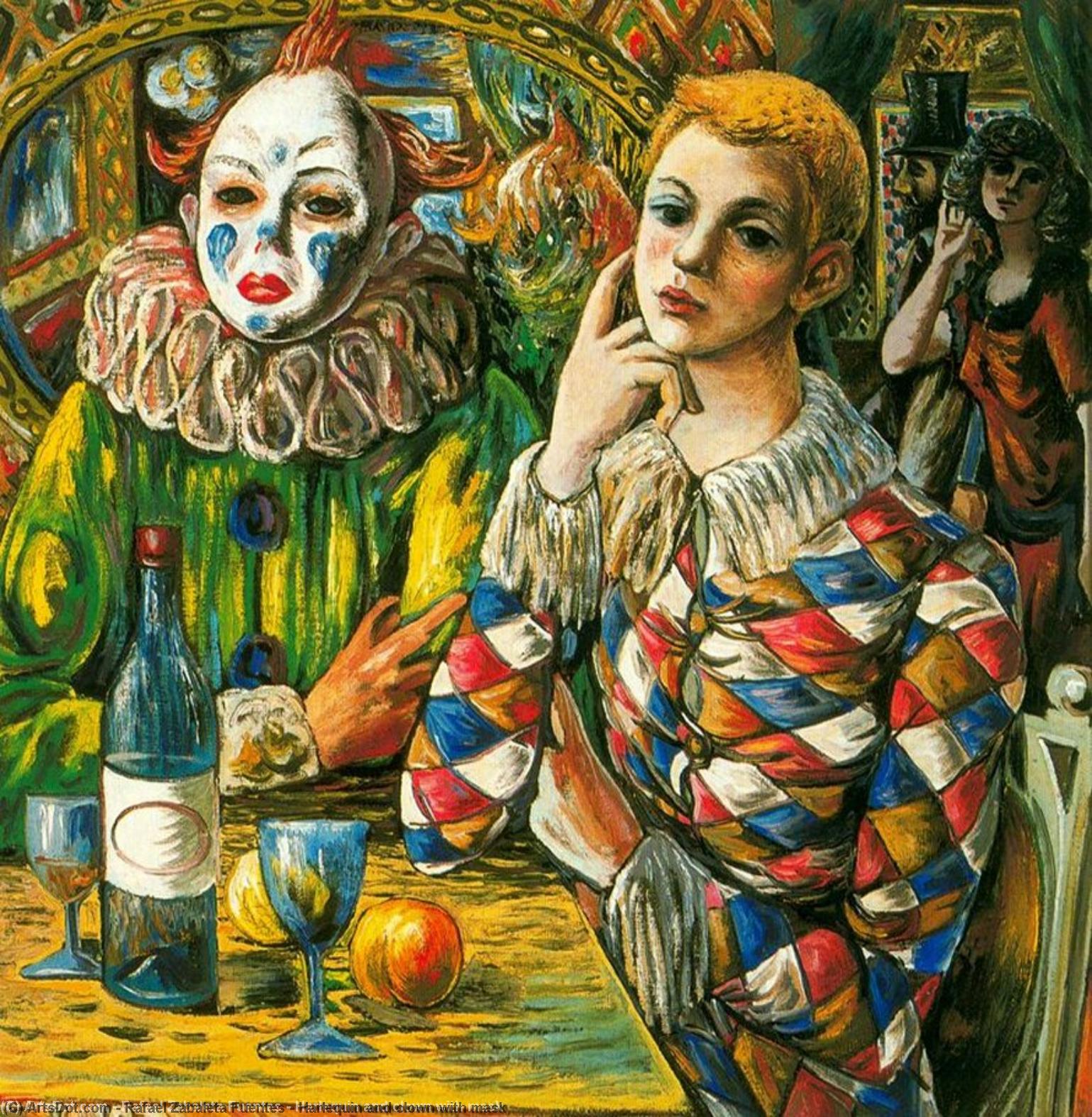 Harlequin And Clown With Mask — Rafael Zabaleta Fuentes