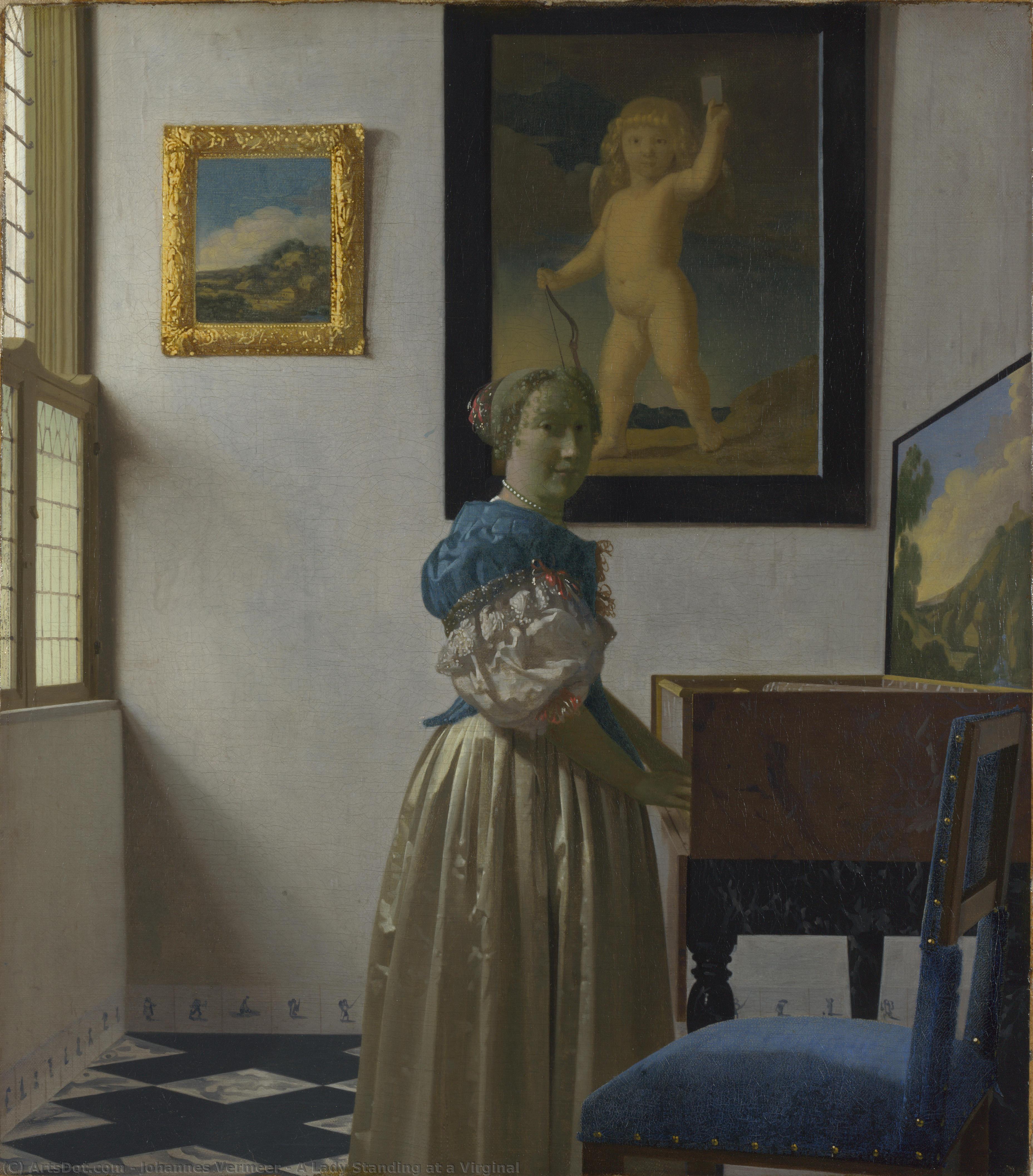 Una Dama Apoyada En Un Virginal — Johannes Vermeer