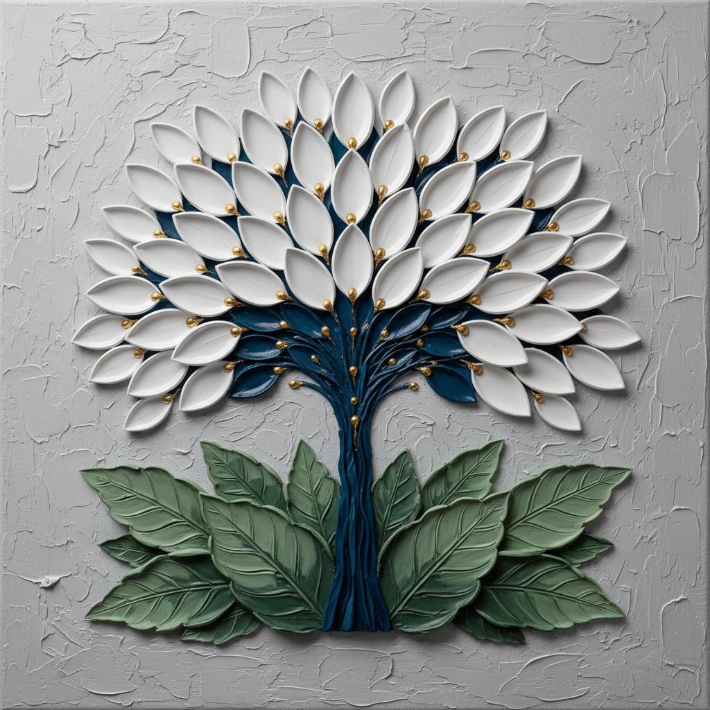 Ethereal Arbor In Relief: A Monumental Study Of Gold And Serene Verdant Grace — David Moreau