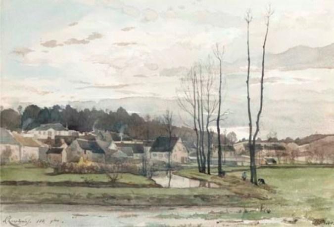 The Village Of St. Private — Henri-joseph Harpignies