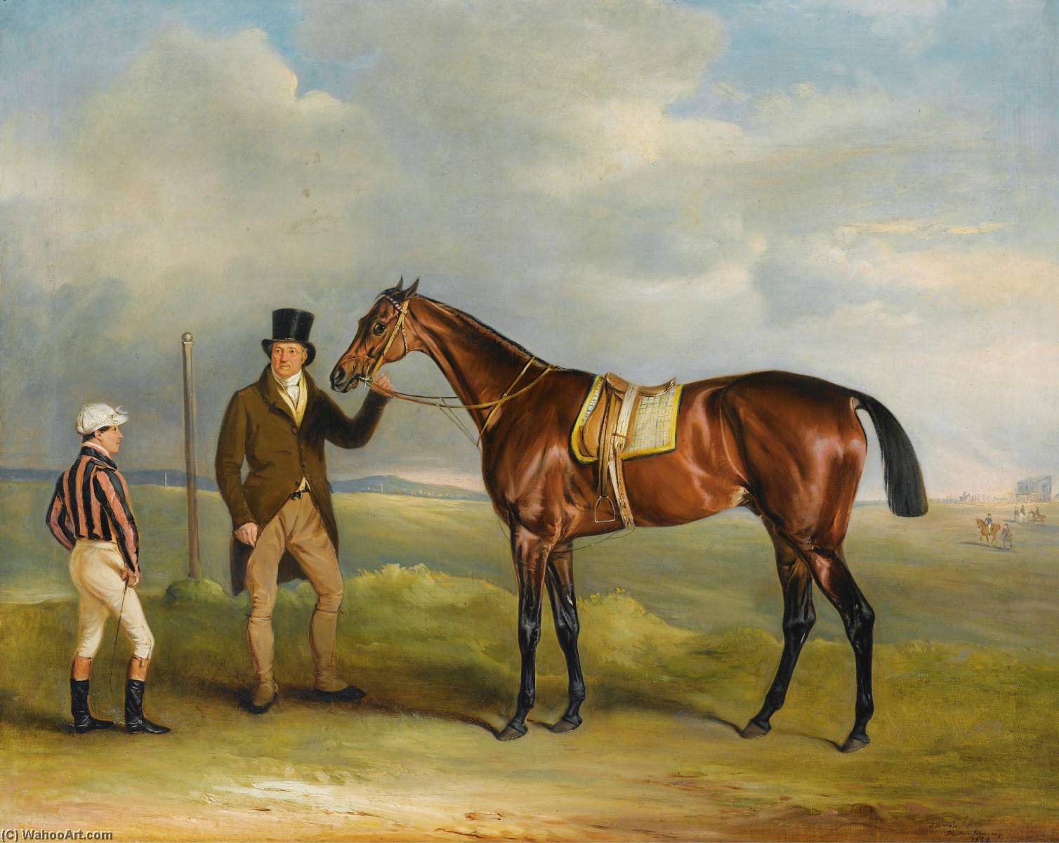 The Marquis Of Cleveland's Chorister , Winner Of The 1831 St. Leger, Held By His Trainer John Smith, With Jockey John Bartham Day, At Doncaster — John Ferneley, Snr