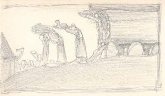 Sketch Of Women Carrying Goods — Nicholas Roerich