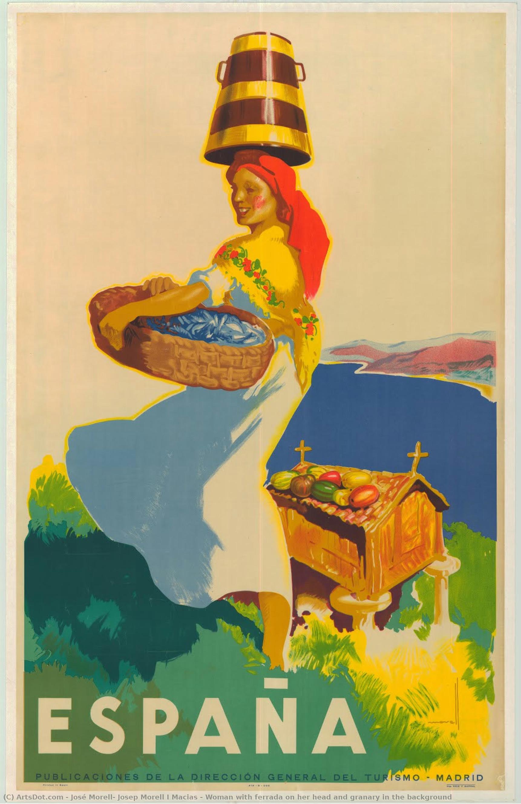 Woman With Ferrada On Her Head And Granary In The Background — José Morell