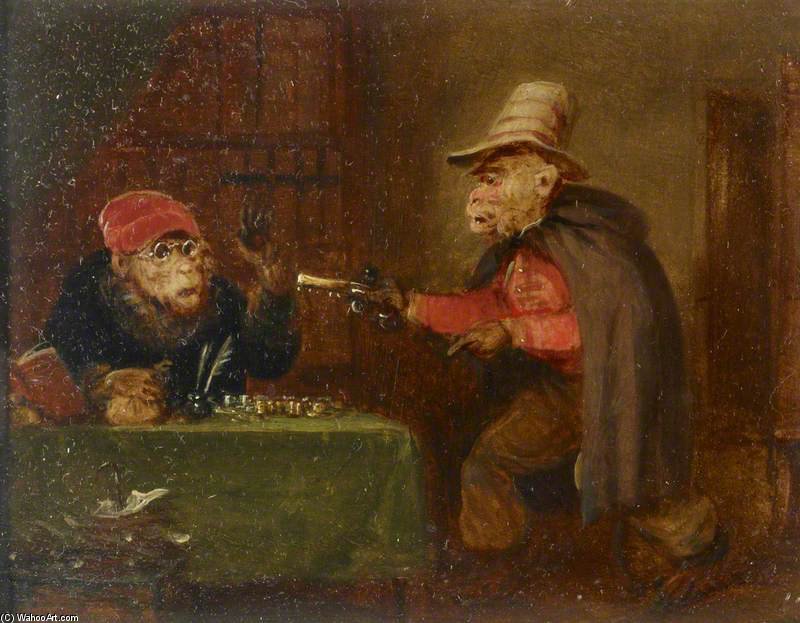 A Monkey Holding Up A Notary — Edmund Bristow