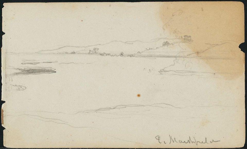 East Marshfield, With Small Buildings On Far Shore — Martin Johnson Heade