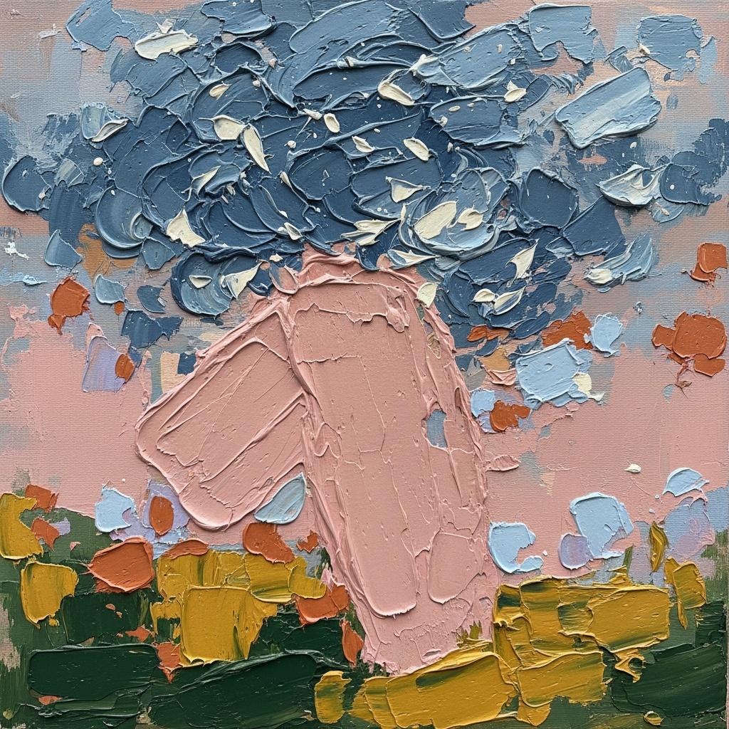 Monolith Of Dusk: A Sculptural Study In Dusty Pink And Slate Blue — Christian Noiret