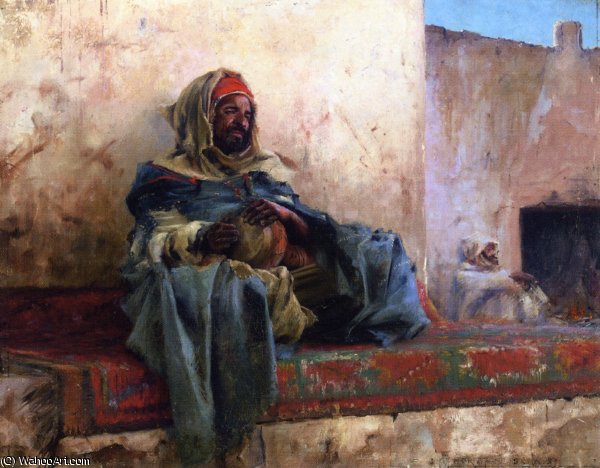 Playing The Derbakeh - Biskra — Charles James Theriat