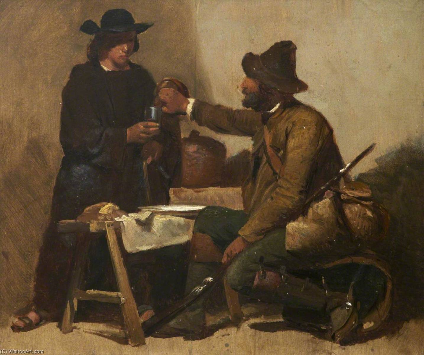 Two Men Drinking In An Interior — Томас Стюарт Смит