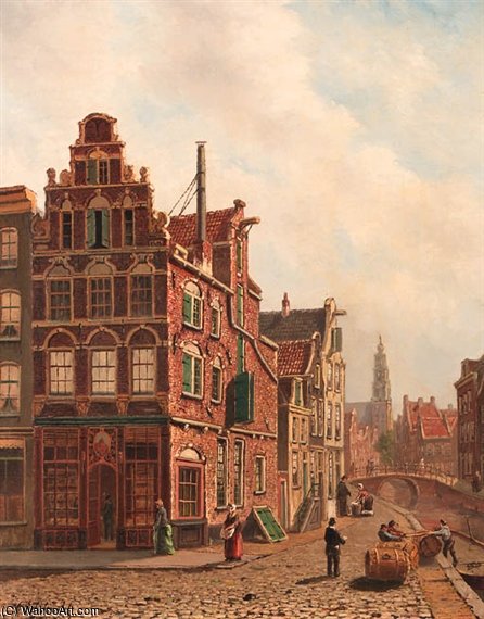 View Of The City Of Delft With The Oude Kerk — Oene Romkes De Jongh