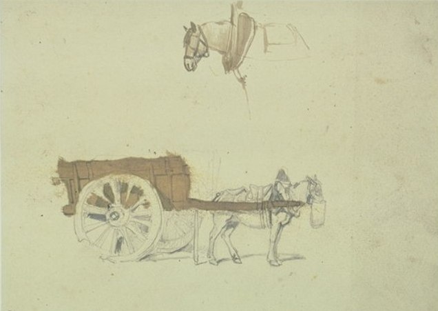 Horse Harnessed To A Cart, Horse Drawn — Johan Barthold Jongkind